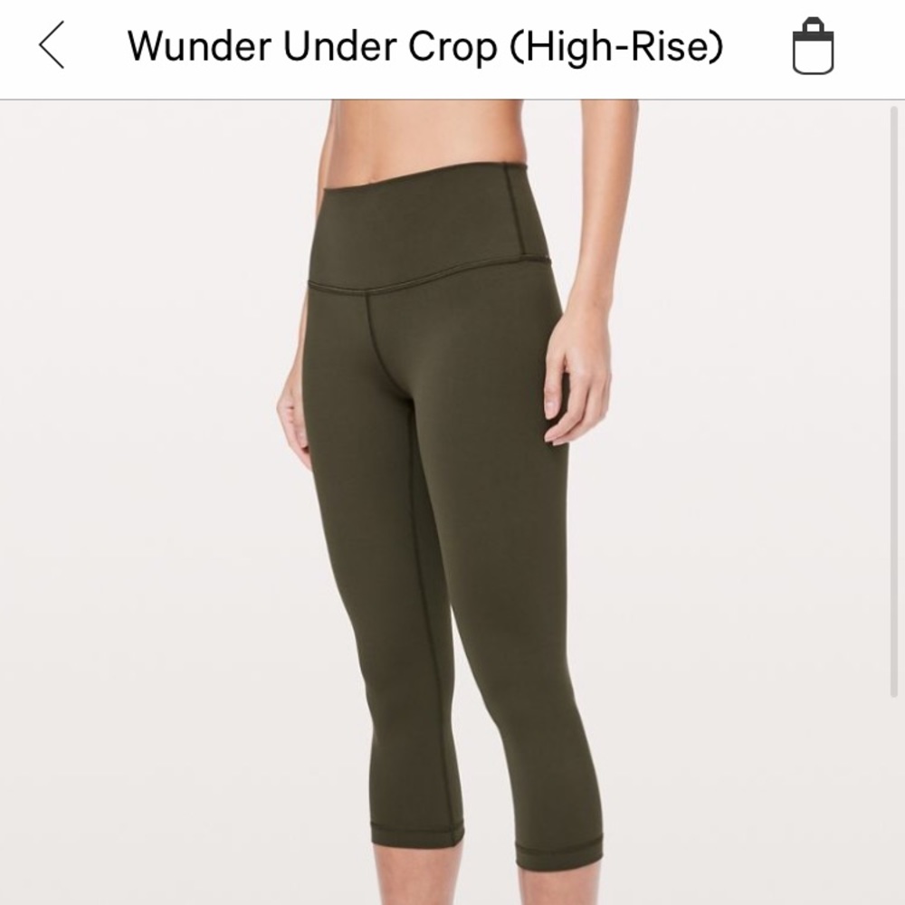 Lululemon wunder under crop dark olive size 4